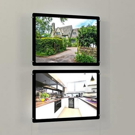 A3 Landscape Framed LED Light Pocket Kit - Two High on Cables